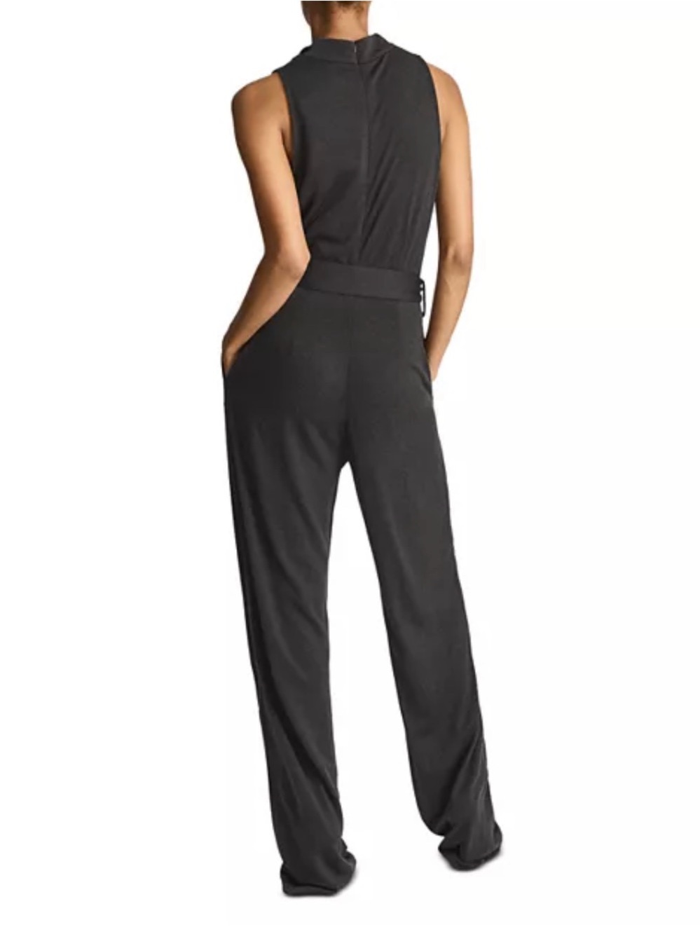 NWT Reiss Milo Dark Green Cowl Neck Belted Wide Leg Jumpsuit US 6 - Picture 3 of 9
